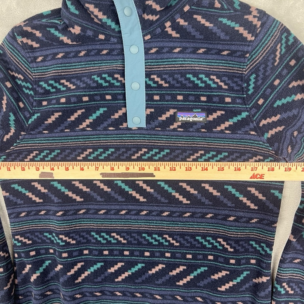 Patagonia Fleece Micro D Snap-T Pullover Geometric Women's Medium Hiking Blue - Picture 6 of 8